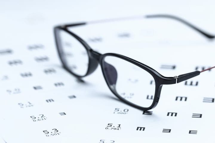 Eyeglasses on display